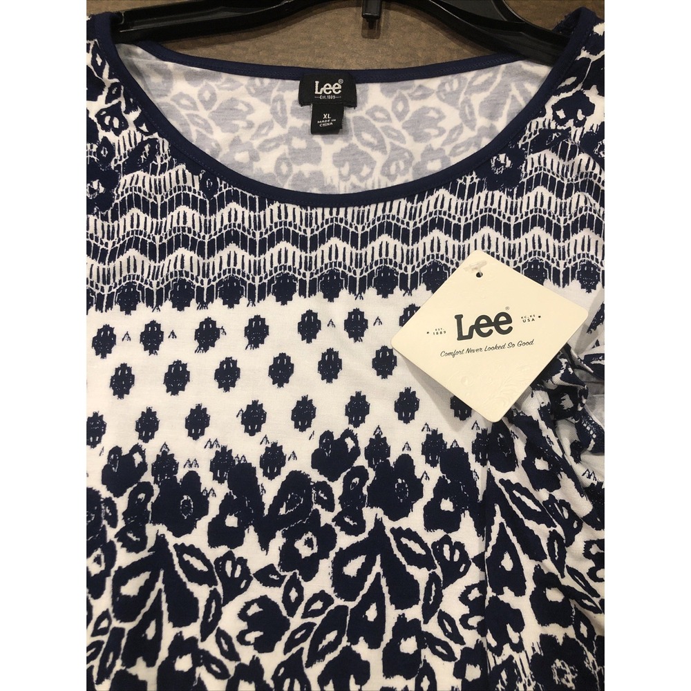 NEW Lee Women's  Short Sleeve Shark Bite Floral Print Tunic Top Size XL